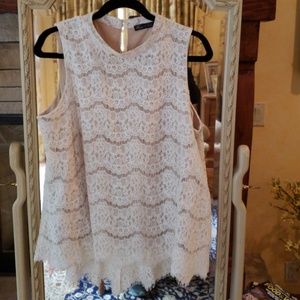 Rose & Olive cream colored lace tunic.  Size Large
